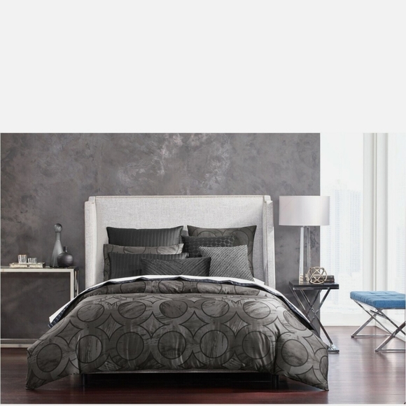 Hotel Collection Cotton Duvet Cover Marble Geo Black/ Gray FULL / QUEEN - Picture 2 of 9